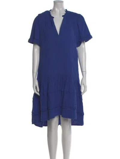 Pre-owned Me+em V-neck Midi Length Dress In Blue