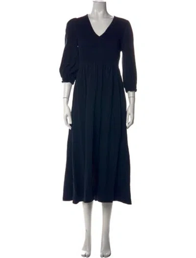 Pre-owned Me+em V-neck Midi Length Dress In Blue