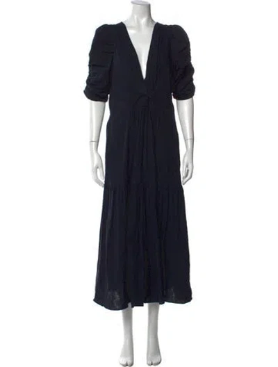 Pre-owned Me+em V-neck Midi Length Dress In Blue