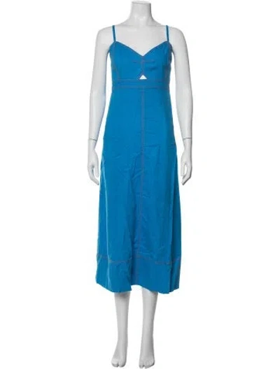 Pre-owned Me+em V-neck Midi Length Dress In Blue