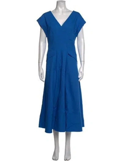 Pre-owned Me+em V-neck Midi Length Dress In Blue