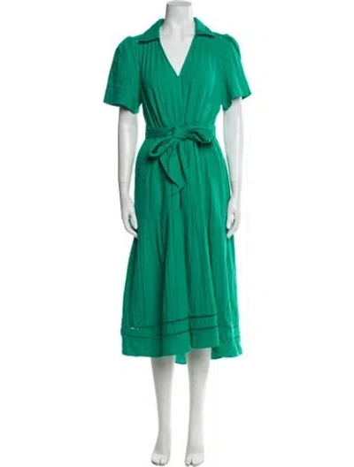 Pre-owned Me+em V-neck Midi Length Dress In Green