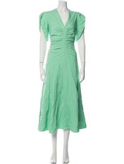 Pre-owned Me+em V-neck Midi Length Dress In Green