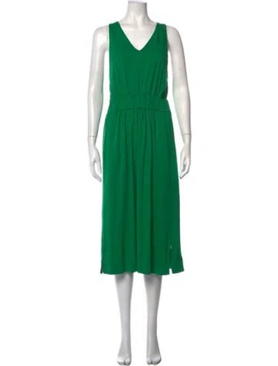 Pre-owned Me+em V-neck Midi Length Dress In Green