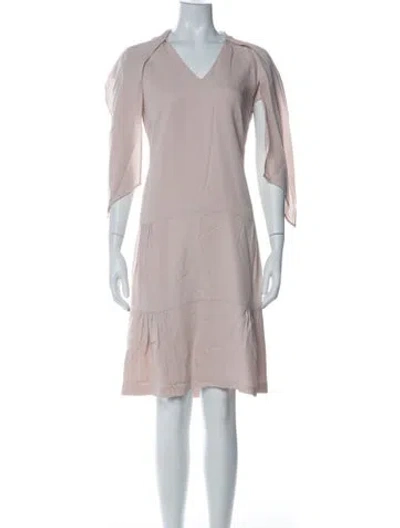 Pre-owned Me+em V-neck Midi Length Dress In Neutral