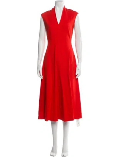 Pre-owned Me+em V-neck Midi Length Dress In Orange
