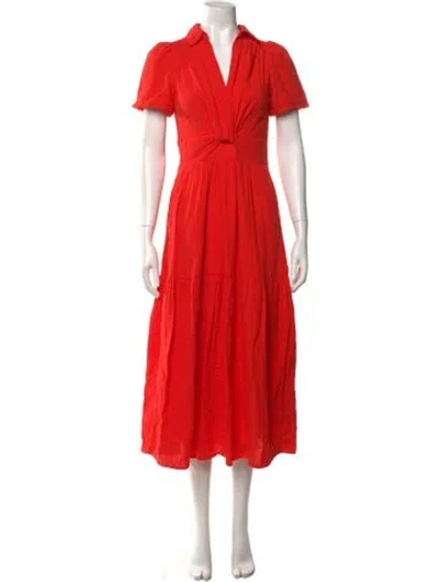 Pre-owned Me+em V-neck Midi Length Dress In Orange