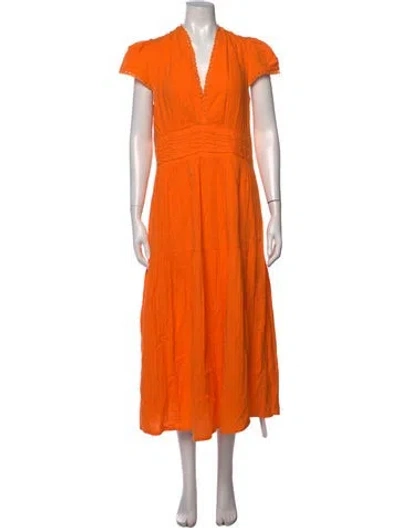 Pre-owned Me+em V-neck Midi Length Dress In Orange