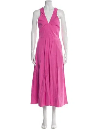 Pre-owned Me+em V-neck Midi Length Dress In Pink