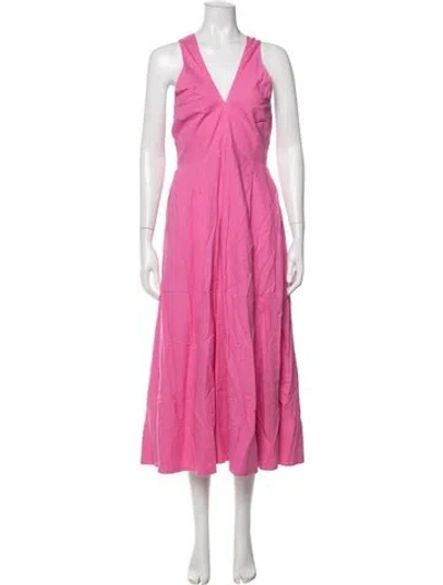 Pre-owned Me+em V-neck Midi Length Dress In Pink