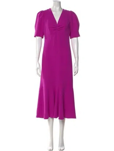 Pre-owned Me+em V-neck Midi Length Dress In Purple