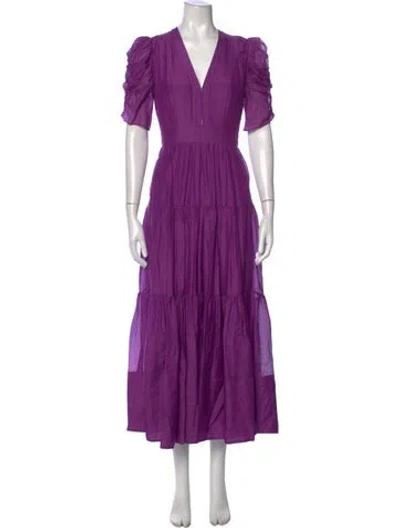 Pre-owned Me+em V-neck Midi Length Dress In Purple