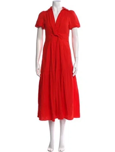 Pre-owned Me+em V-neck Midi Length Dress In Red