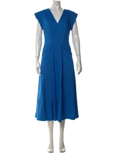 Pre-owned Me+em V-neck Midi Length Dress W/ Tags In Blue