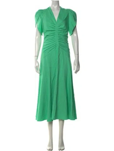 Pre-owned Me+em V-neck Midi Length Dress W/ Tags In Green