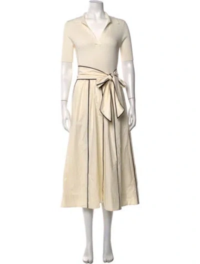 Pre-owned Me+em V-neck Midi Length Dress W/ Tags In Neutrals