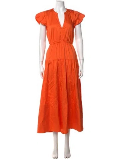 Pre-owned Me+em V-neck Midi Length Dress W/ Tags In Orange
