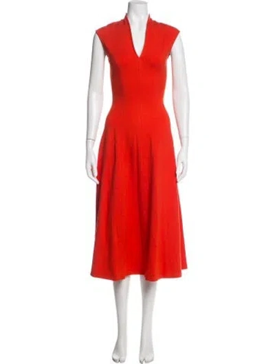 Pre-owned Me+em V-neck Midi Length Dress W/ Tags In Orange