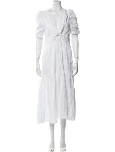 Pre-owned Me+em V-neck Midi Length Dress In White