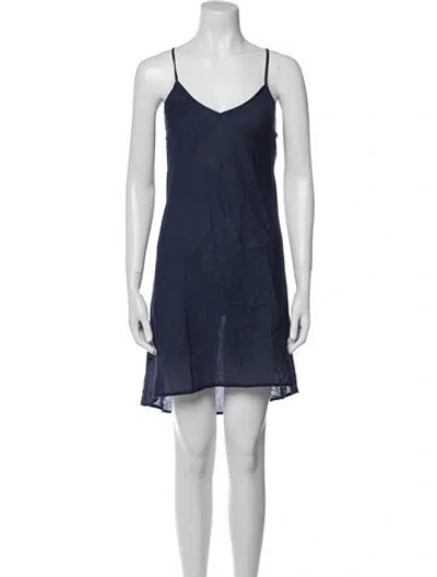 Pre-owned Me+em V-neck Mini Dress In Blue