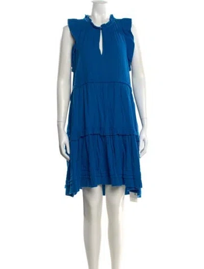 Pre-owned Me+em V-neck Mini Dress In Blue