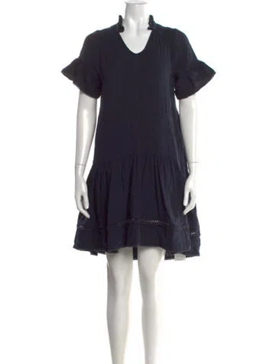 Pre-owned Me+em V-neck Mini Dress In Blue