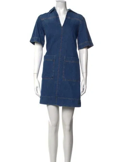 Pre-owned Me+em V-neck Mini Dress In Blue