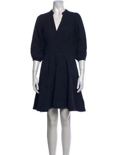 Pre-owned Me+em V-neck Mini Dress In Blue