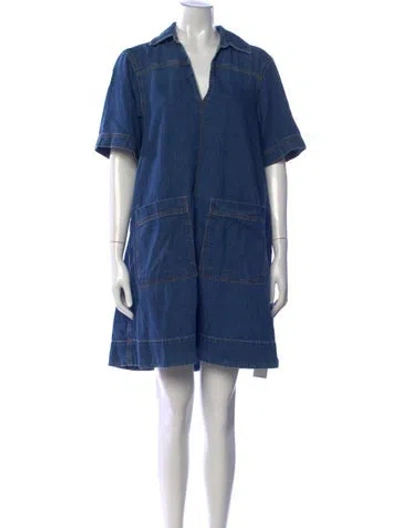Pre-owned Me+em V-neck Mini Dress In Blue
