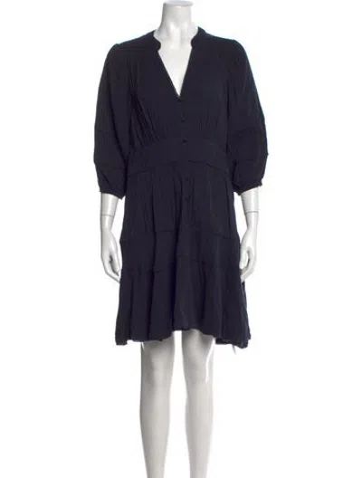 Pre-owned Me+em V-neck Mini Dress In Blue
