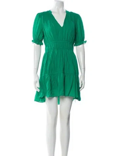 Pre-owned Me+em V-neck Mini Dress In Green