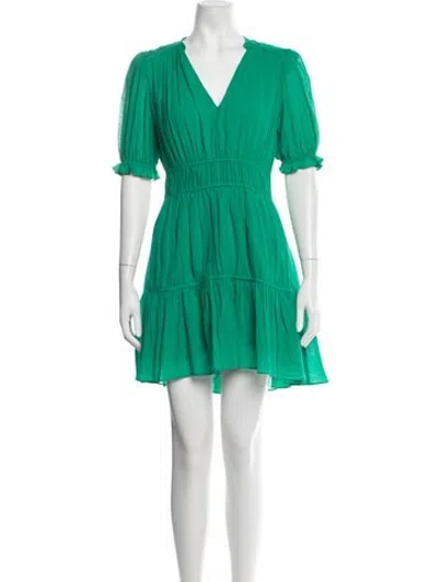Pre-owned Me+em V-neck Mini Dress In Green