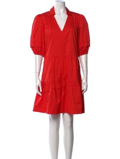 Pre-owned Me+em V-neck Mini Dress In Red