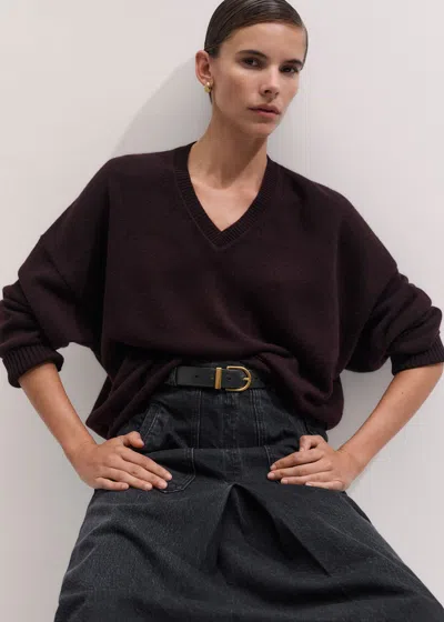 Me+em V-neck Relaxed Sweater In Burgundy