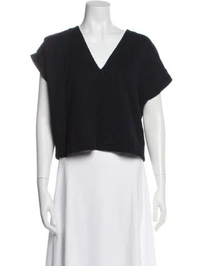 Pre-owned Me+em V-neck Short Sleeve Crop Top In Gray