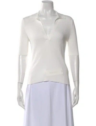 Pre-owned Me+em V-neck Short Sleeve Polo In White
