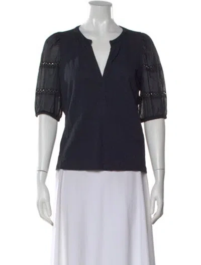 Pre-owned Me+em V-neck Short Sleeve Top In Blue