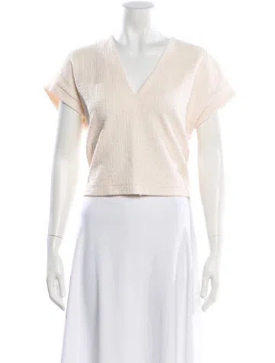 Pre-owned Me+em V-neck Short Sleeve Top In Neutral