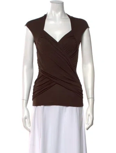 Pre-owned Me+em V-neck Short Sleeve Top W/ Tags In Brown