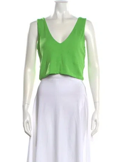 Pre-owned Me+em V-neck Sleeveless Crop Top In Green