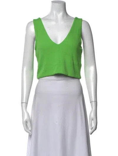 Pre-owned Me+em V-neck Sleeveless Crop Top In Green