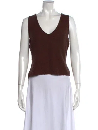 Pre-owned Me+em V-neck Sleeveless Top In Brown
