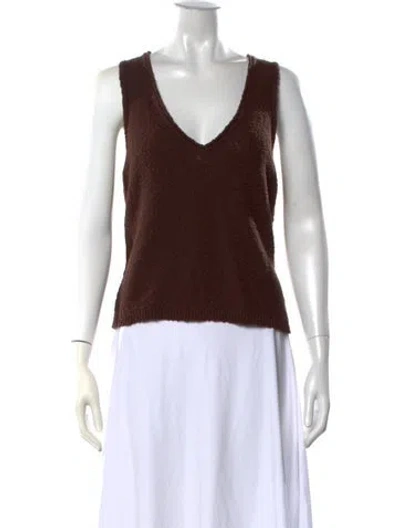 Pre-owned Me+em V-neck Sleeveless Top In Brown