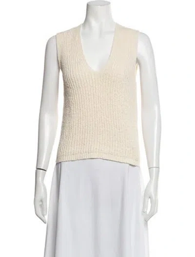 Pre-owned Me+em V-neck Sleeveless Top In White
