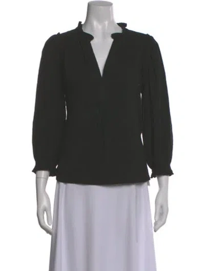 Pre-owned Me+em V-neck Three-quarter Sleeve Blouse In Gray