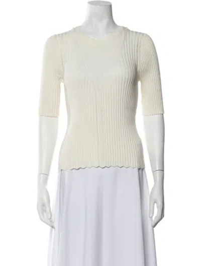 Pre-owned Me+em V-neck Three-quarter Sleeve Top In White