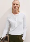 Me+em Waffle Texture Henley Top In Soft White