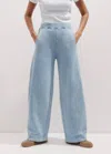 Me+em Washed Extreme Seam Sweatshirting Pant In Washed Indigo