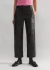 Me+em Washed Leather Engineered-leg Pant In Black Brown