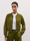 Shop Me+em Washed Sweatshirt Jacket In Deep Golden Olive